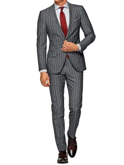 西服定制廠家 灰色豎條紋西服定制